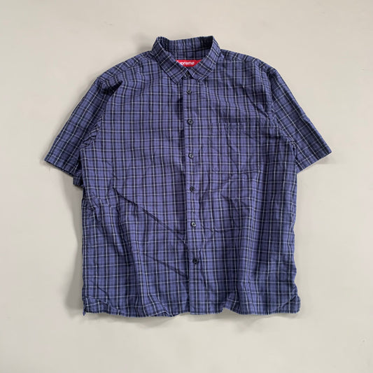 Large Supreme Purple Loose Plaid Button Shirt
