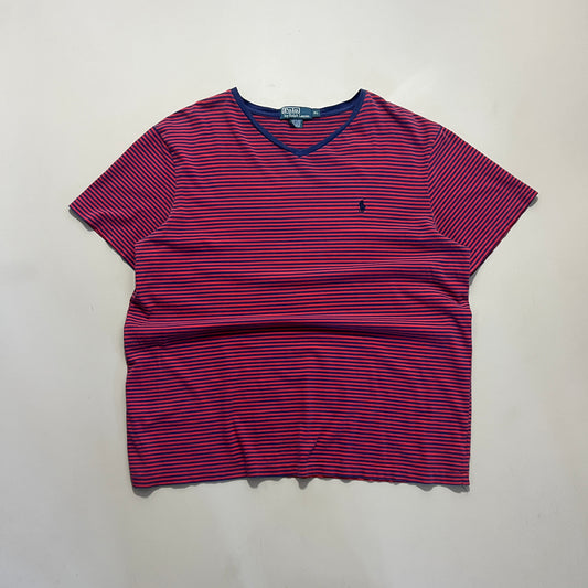 Polo Ralph Lauren Navy Red Striped V-Neck T-Shirt