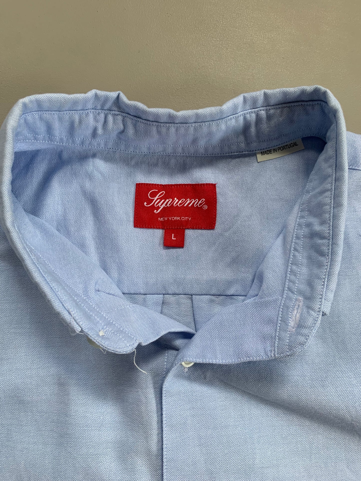 Large Supreme Blue Oxford Button Shirt
