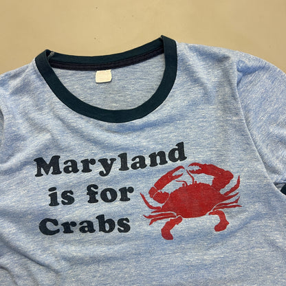 60s 70s Maryland Is For Crabs Baby Blue Ringer T-Shirt