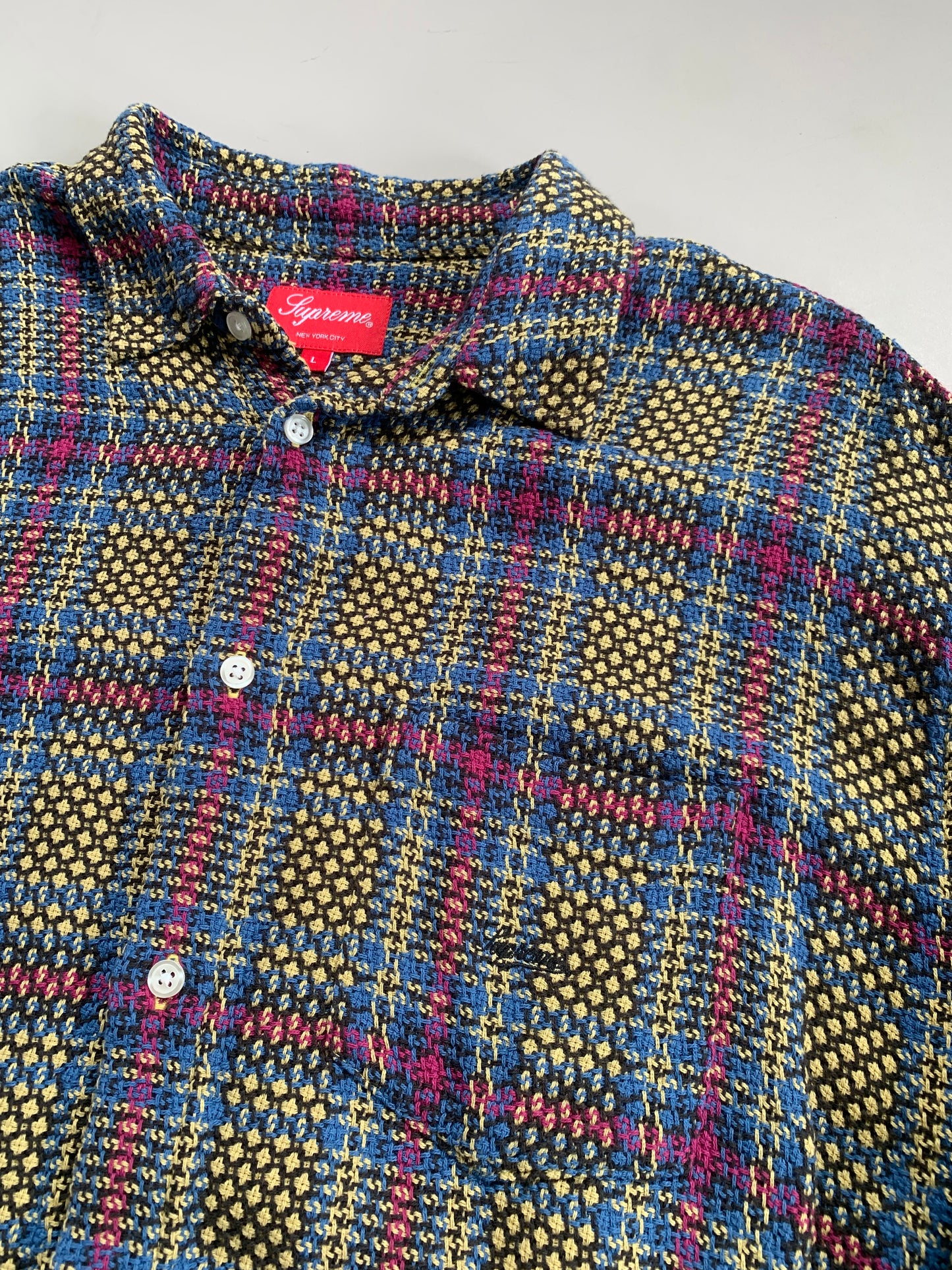 Large Supreme Weave Plaid Button Shirt