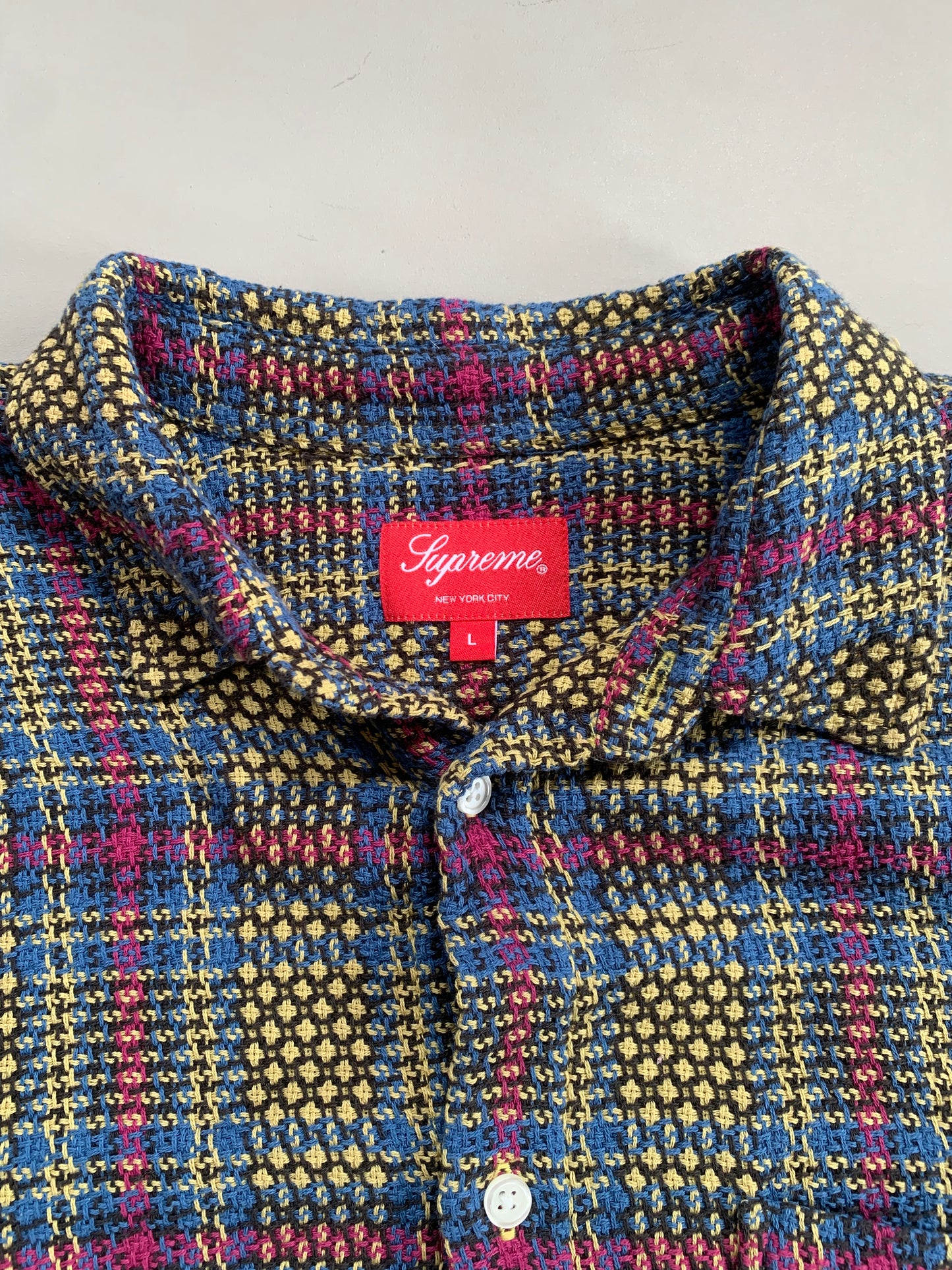 Large Supreme Weave Plaid Button Shirt