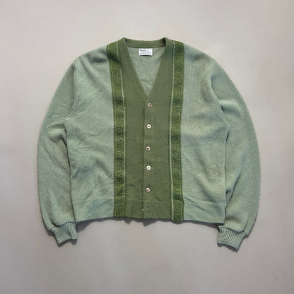 Vintage Sears Sportswear Green Striped Knit Cardigan