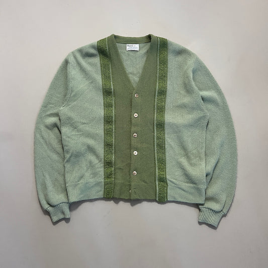 Vintage Sears Sportswear Green Striped Knit Cardigan