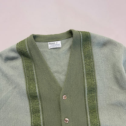 Vintage Sears Sportswear Green Striped Knit Cardigan