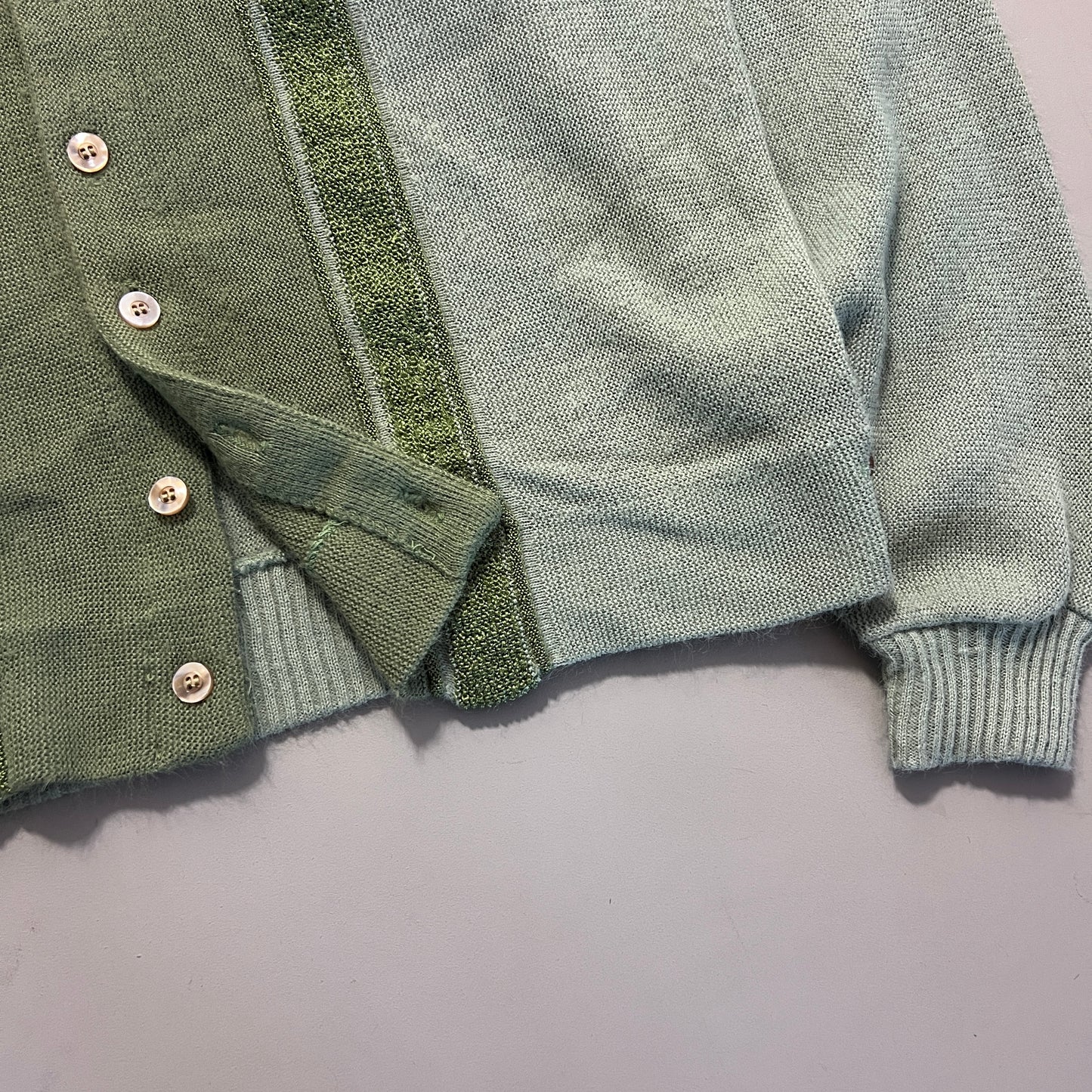 Vintage Sears Sportswear Green Striped Knit Cardigan