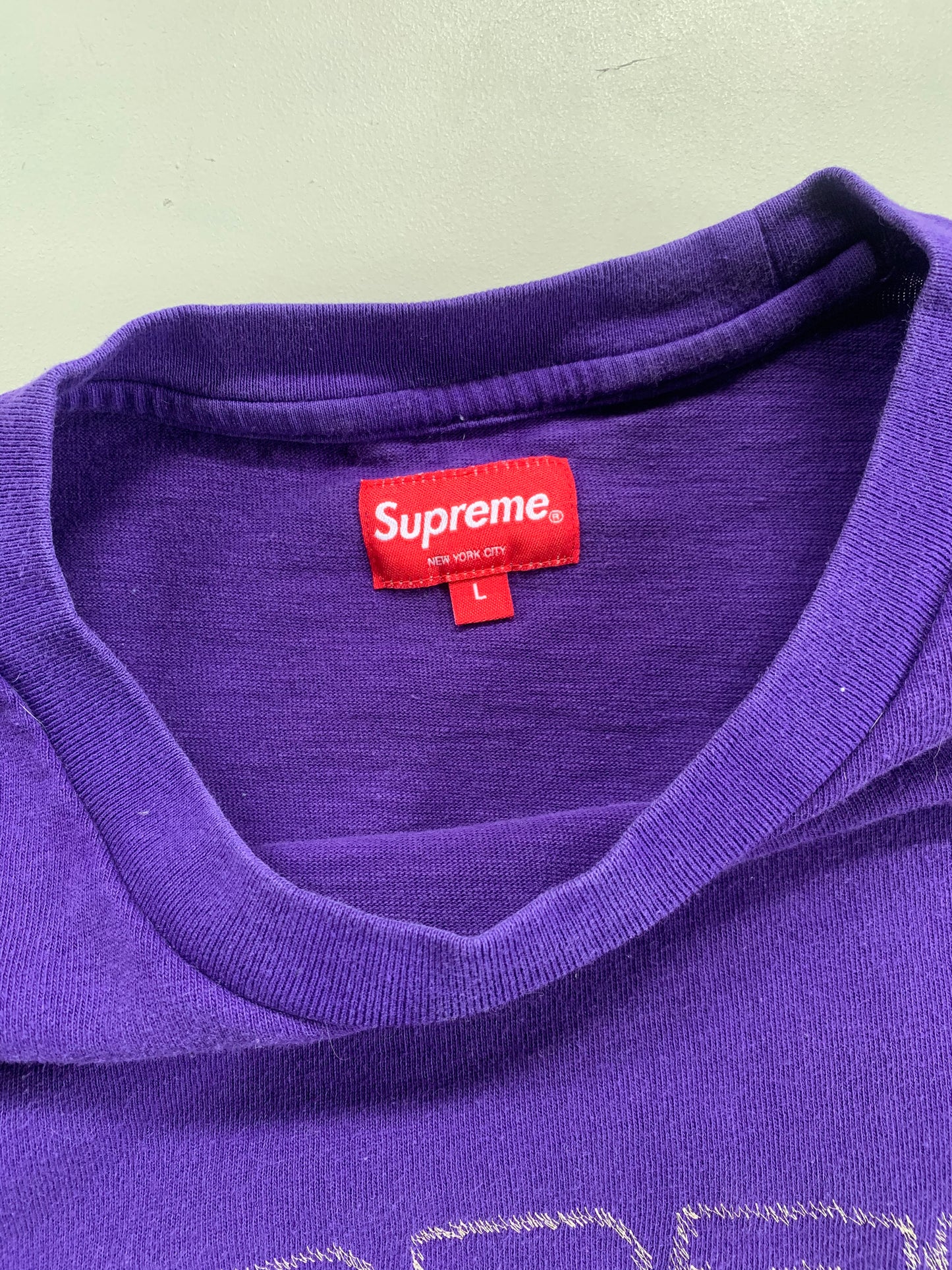 Large Supreme Purple Embroidered T-shirt