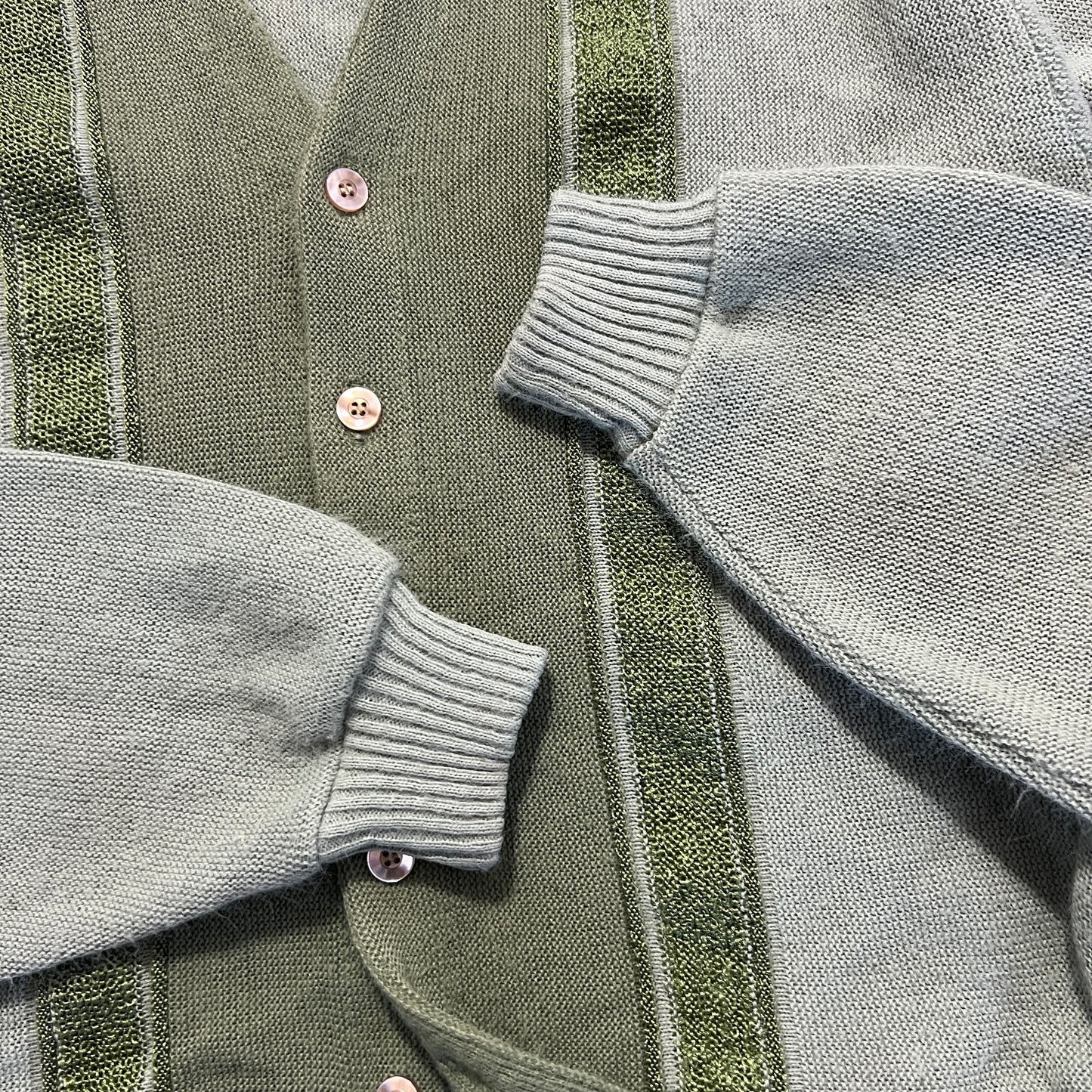 Vintage Sears Sportswear Green Striped Knit Cardigan