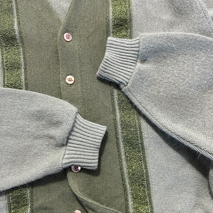 Vintage Sears Sportswear Green Striped Knit Cardigan