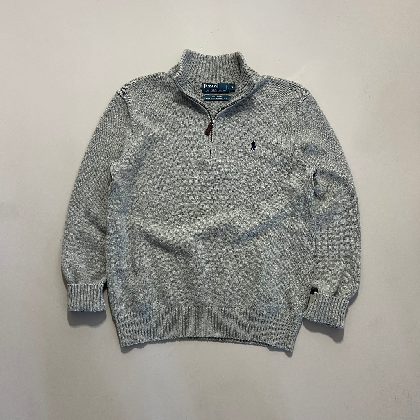 Polo Ralph Lauren Gray Cotton Knit Quarter Zip Sweater