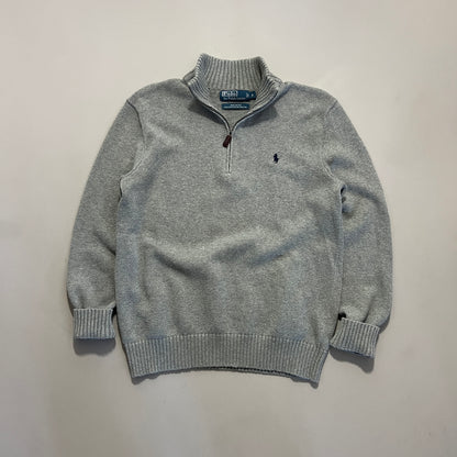 Polo Ralph Lauren Gray Cotton Knit Quarter Zip Sweater