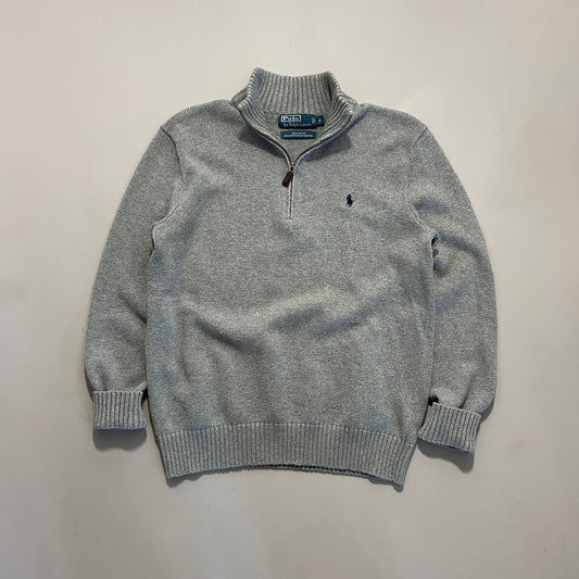 Polo Ralph Lauren Gray Cotton Knit Quarter Zip Sweater