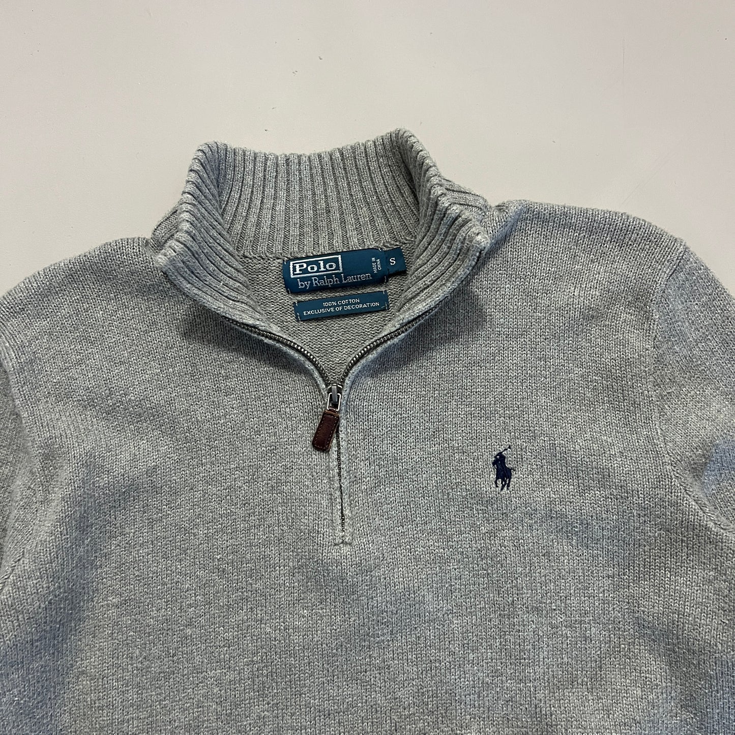 Polo Ralph Lauren Gray Cotton Knit Quarter Zip Sweater