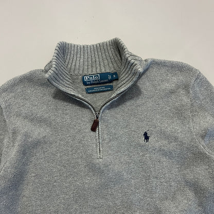 Polo Ralph Lauren Gray Cotton Knit Quarter Zip Sweater