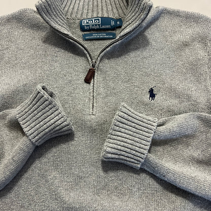 Polo Ralph Lauren Gray Cotton Knit Quarter Zip Sweater