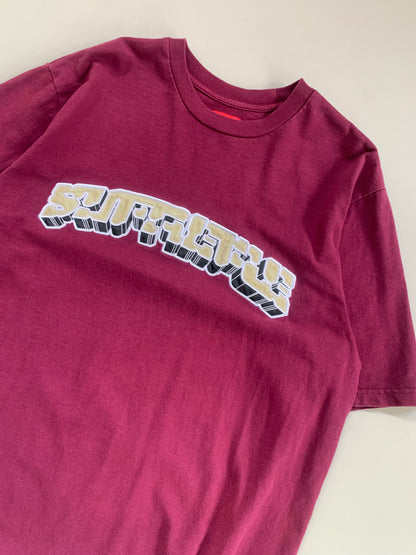 Large Maroon Supreme Block Arc T-shirt