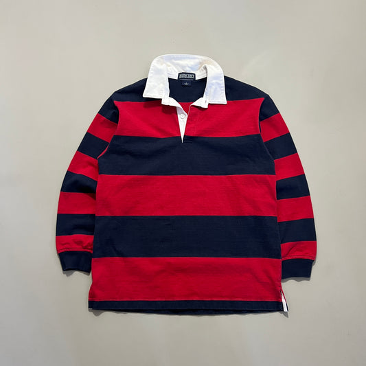 Lands’ End Red Navy Striped Rugby Shirt