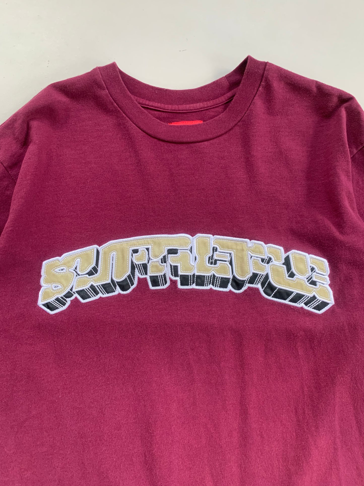 Large Maroon Supreme Block Arc T-shirt