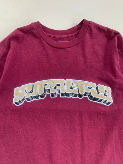Large Maroon Supreme Block Arc T-shirt