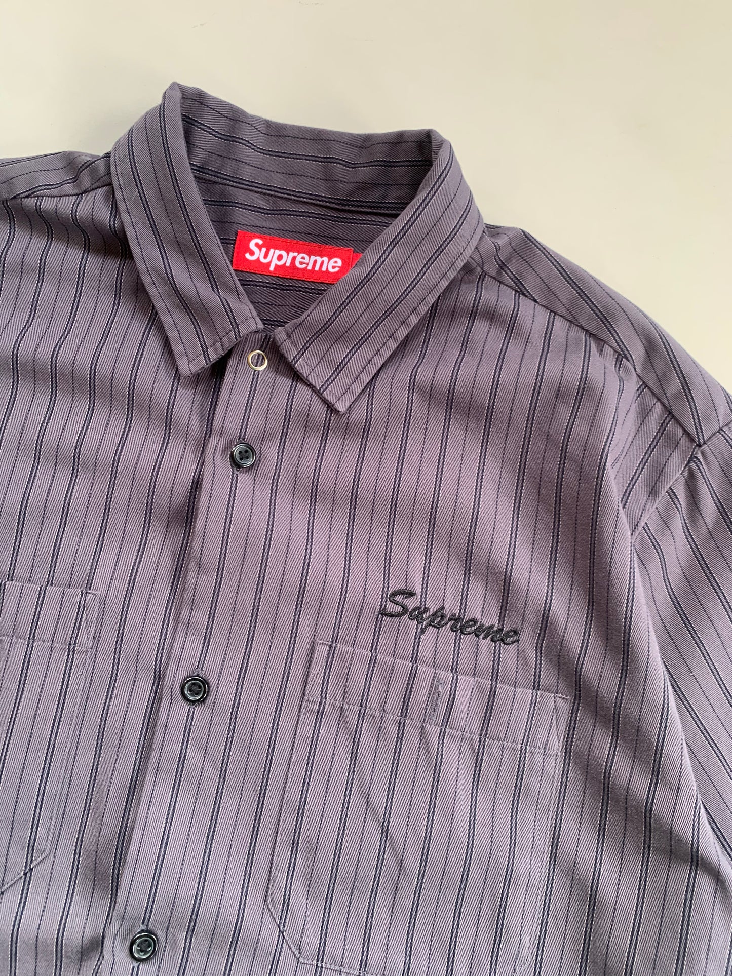 Large Supreme AOI Eyes Work Button Shirt