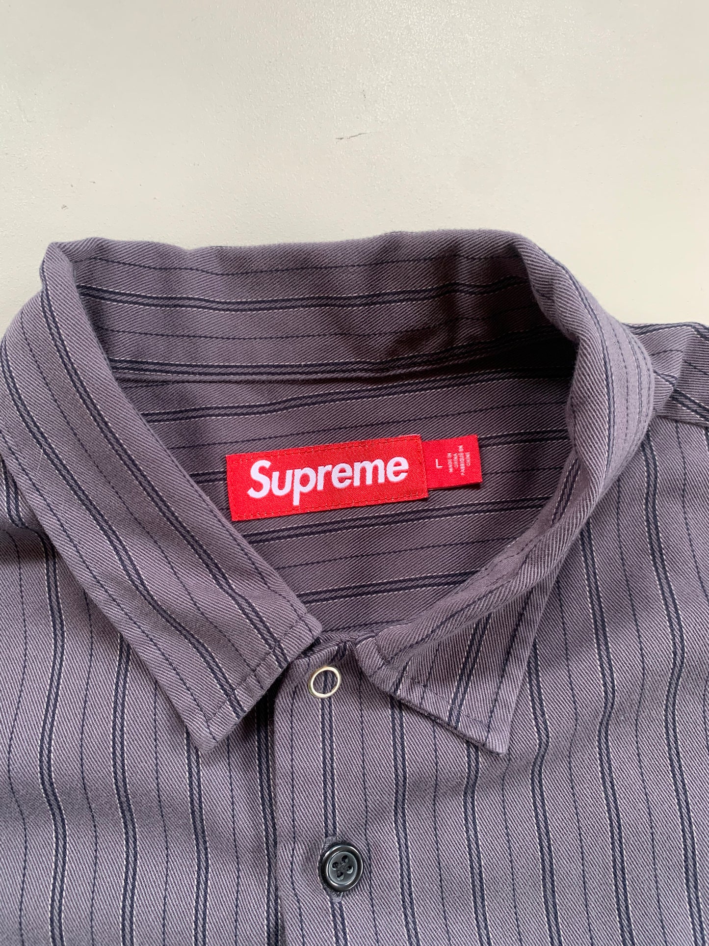 Large Supreme AOI Eyes Work Button Shirt