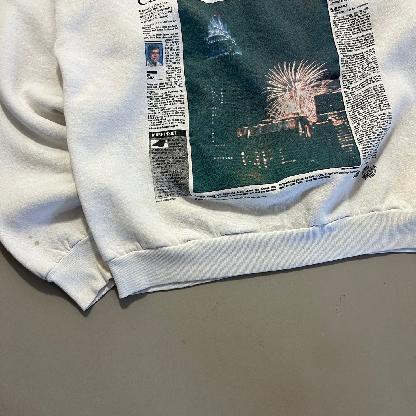 1993 Charlotte Observer Carolina Panthers Crewneck Sweatshirt