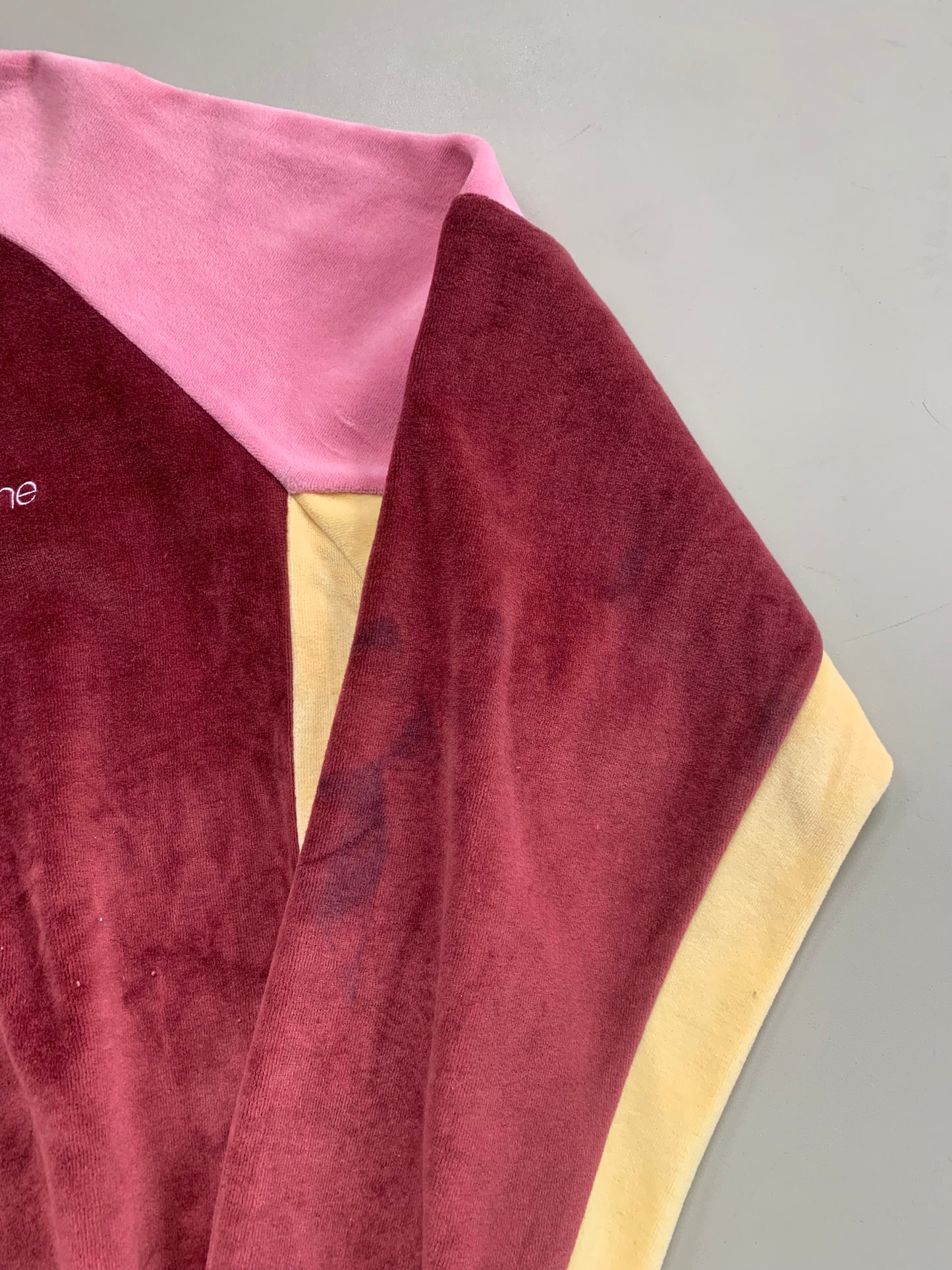 Large Pink Supreme Paneled Velour Collared Shirt