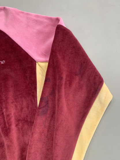 Large Pink Supreme Paneled Velour Collared Shirt