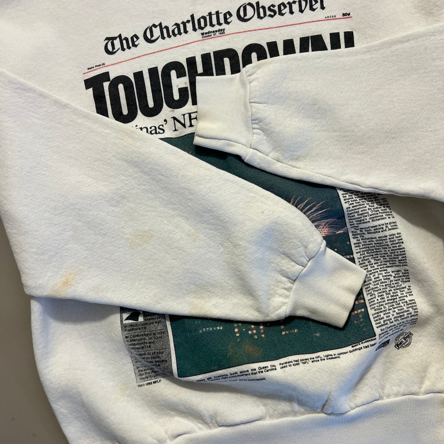 1993 Charlotte Observer Carolina Panthers Crewneck Sweatshirt