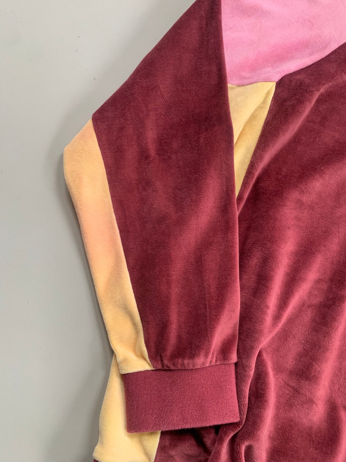 Large Pink Supreme Paneled Velour Collared Shirt