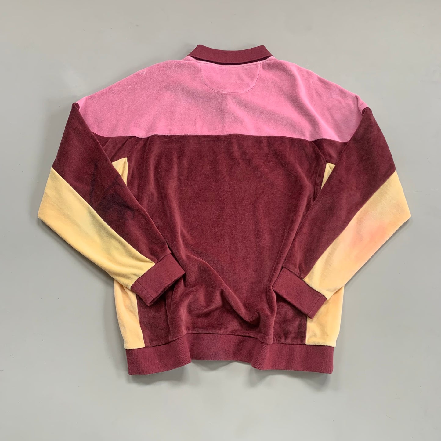 Large Pink Supreme Paneled Velour Collared Shirt