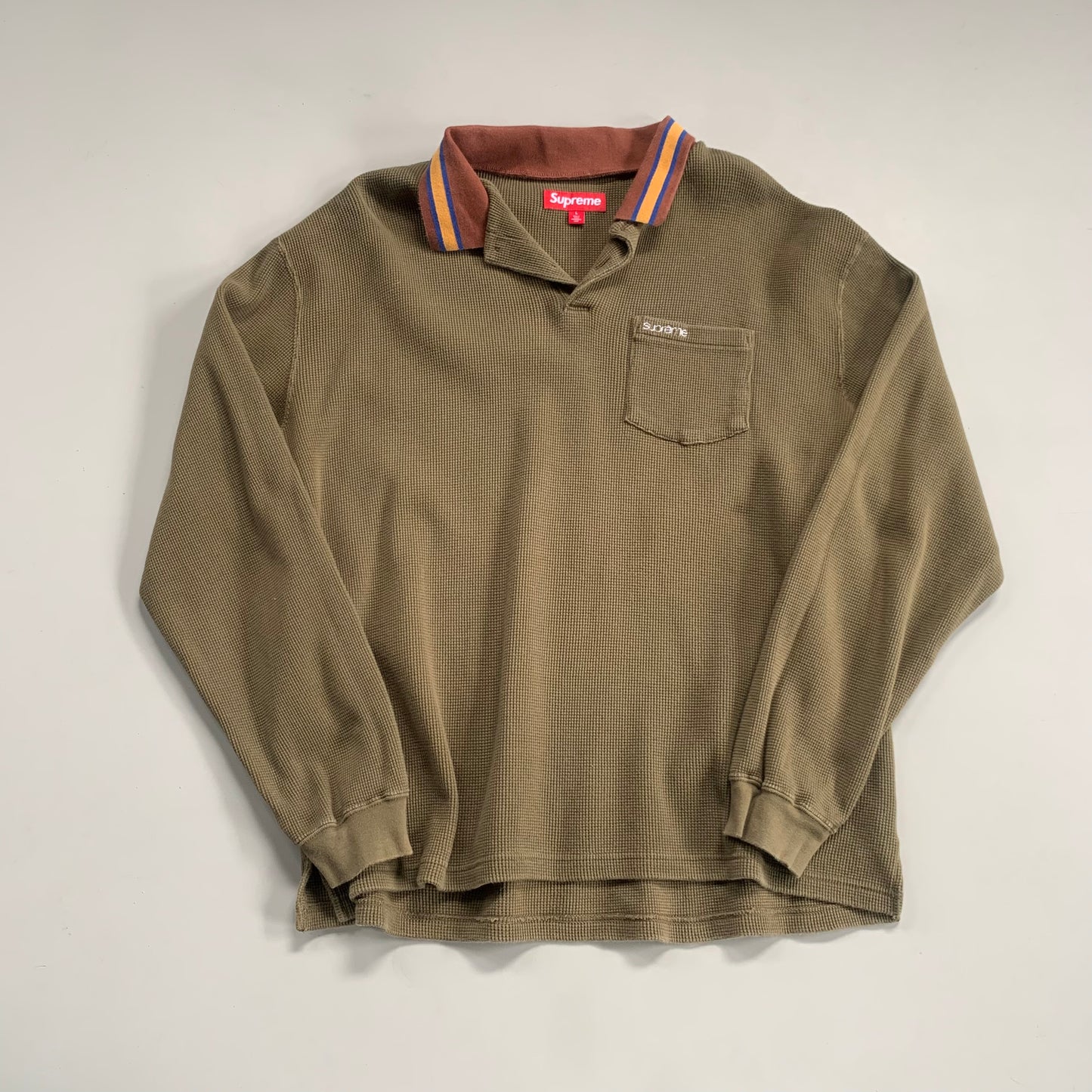 Large Olive Supreme Thermal Collared Shirt
