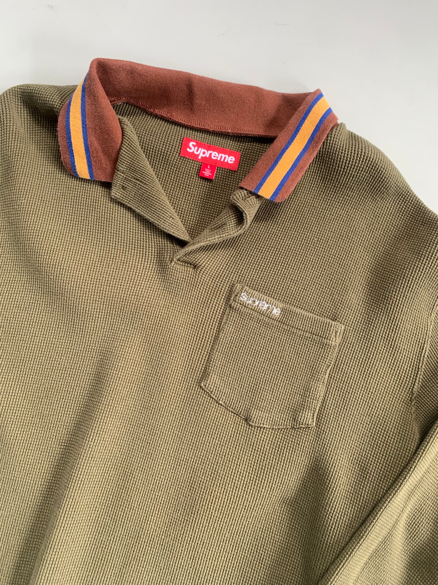 Large Olive Supreme Thermal Collared Shirt