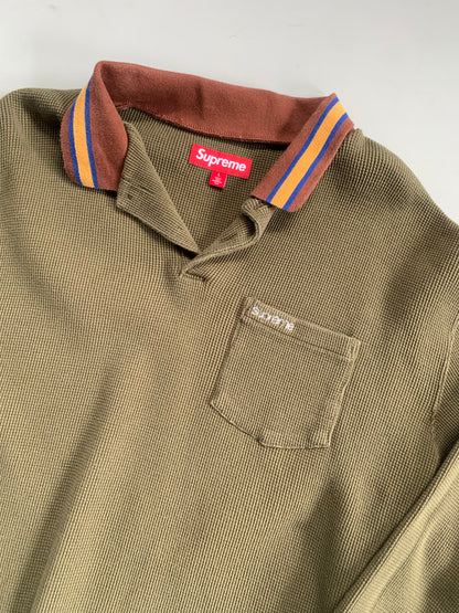 Large Olive Supreme Thermal Collared Shirt
