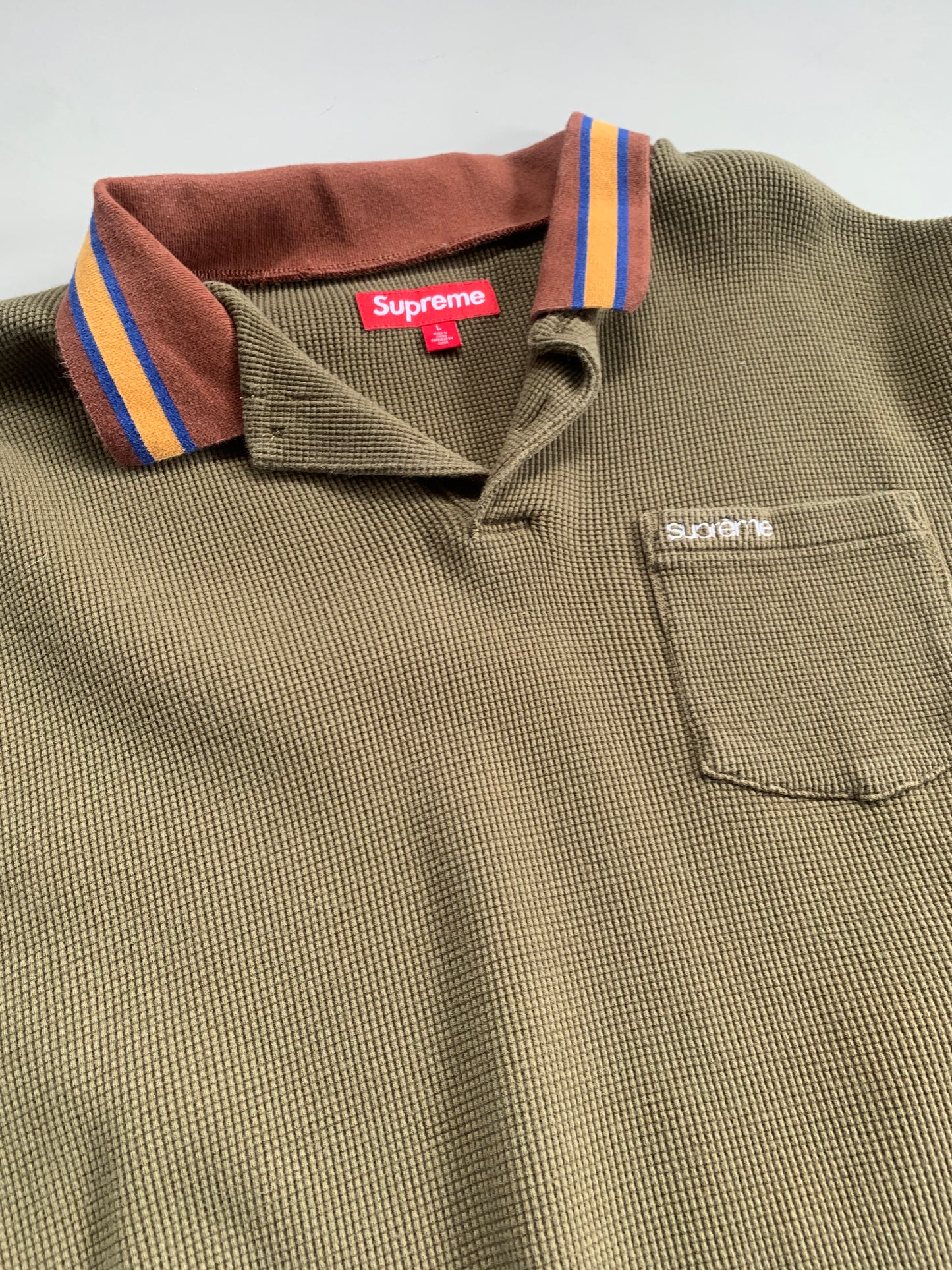 Large Olive Supreme Thermal Collared Shirt