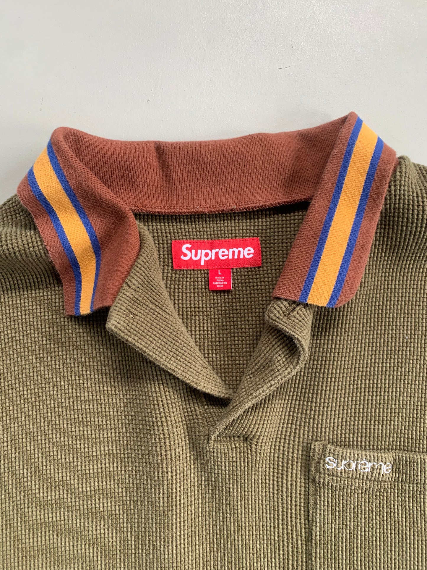 Large Olive Supreme Thermal Collared Shirt