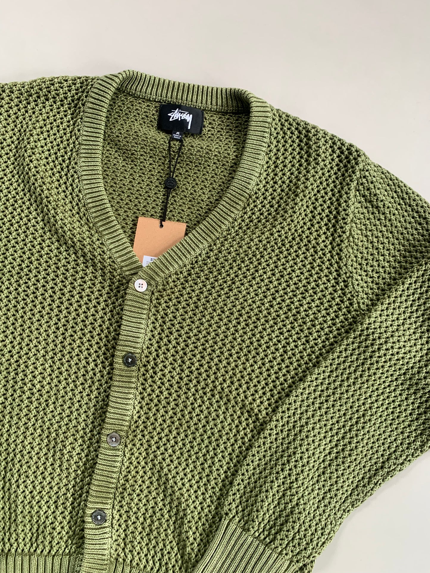 Medium Stussy Olive Loose Gauge Cardigan