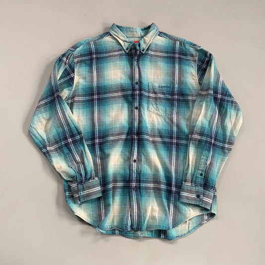 Large Supreme Teal Shadow Plaid Button Shirt
