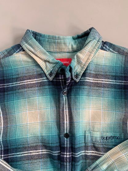 Large Supreme Teal Shadow Plaid Button Shirt