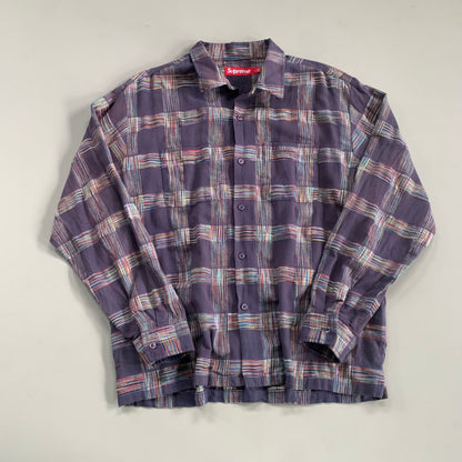 Large Supreme Purple Woven Plaid Button Shirt
