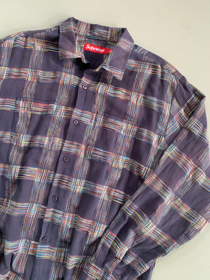Large Supreme Purple Woven Plaid Button Shirt