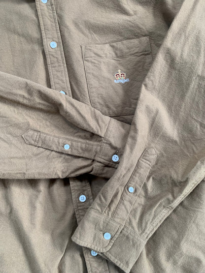 Large Supreme Brown Oxford Button Shirt