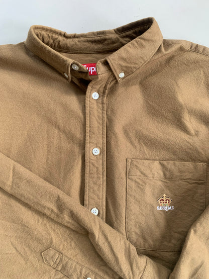 Large Supreme Brown Oxford Button Shirt