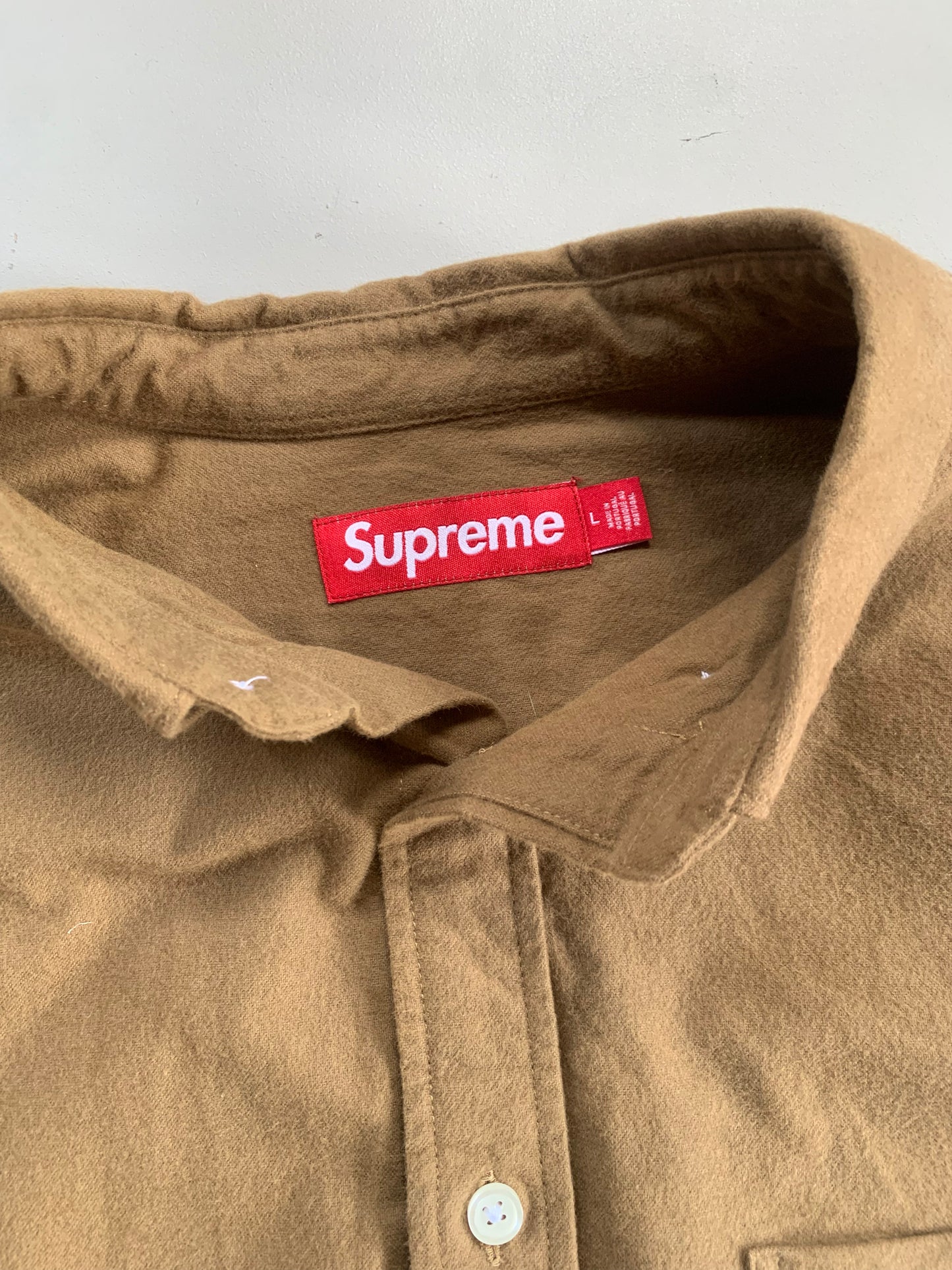Large Supreme Brown Oxford Button Shirt
