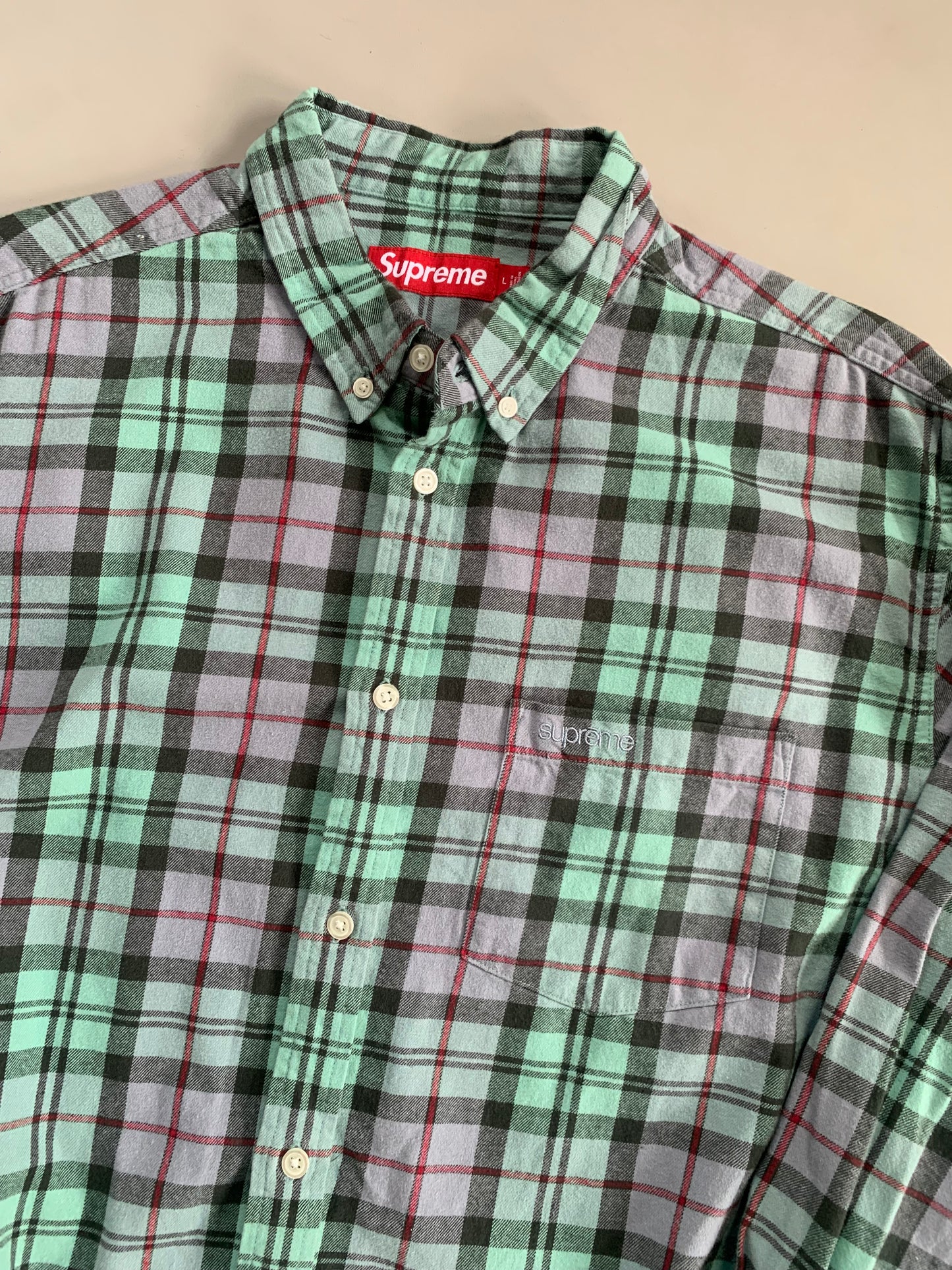 Large Supreme Plaid Button Shirt