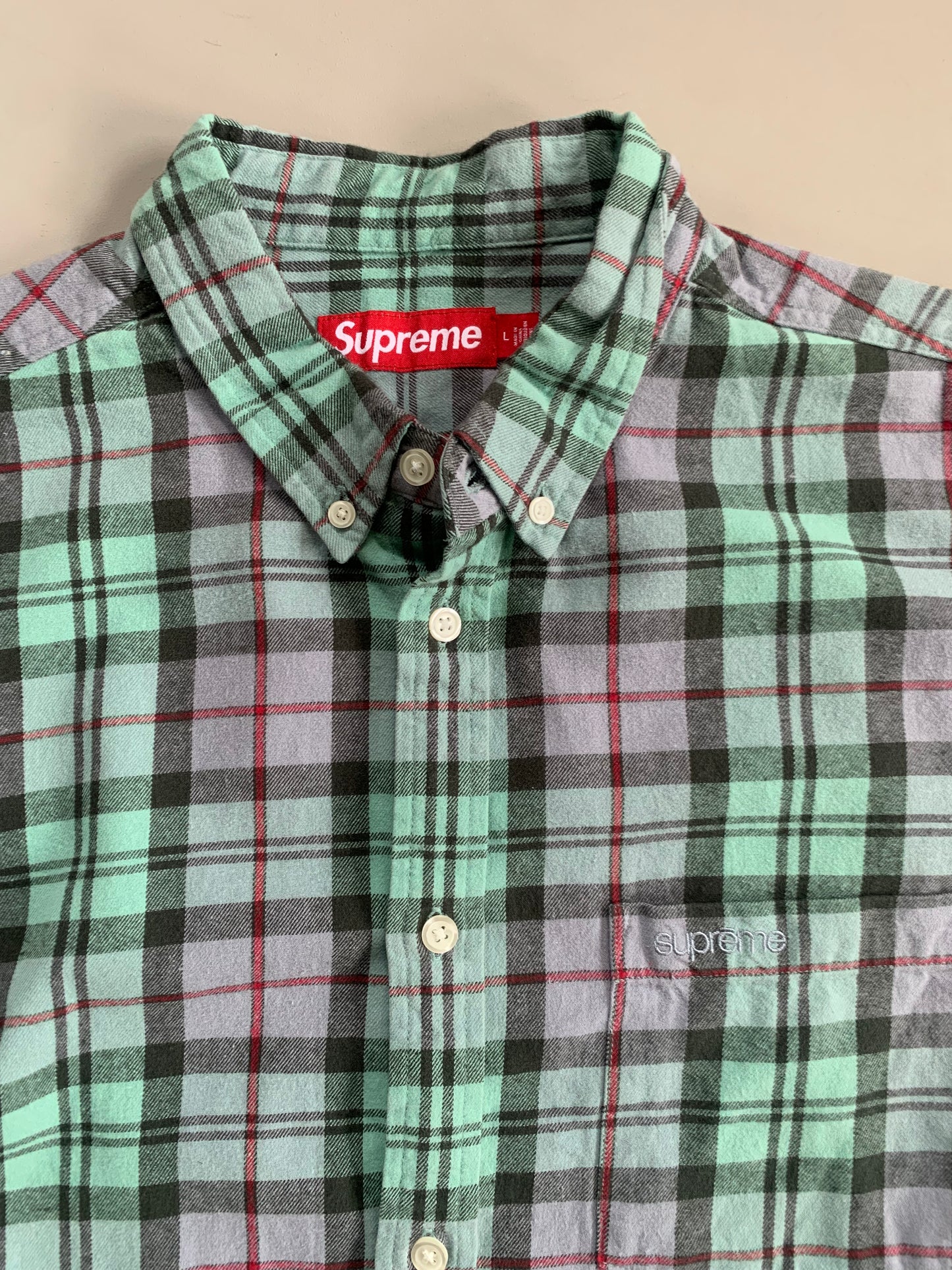 Large Supreme Plaid Button Shirt