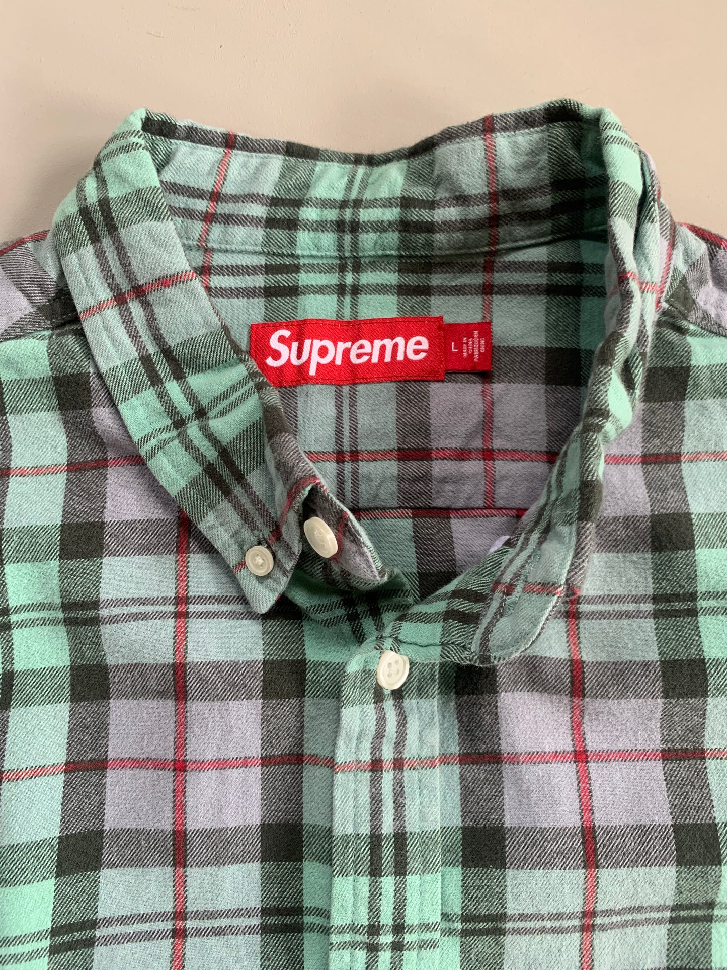 Large Supreme Plaid Button Shirt