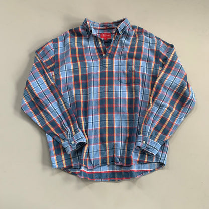 Large Supreme Teal Plaid Button Shirt