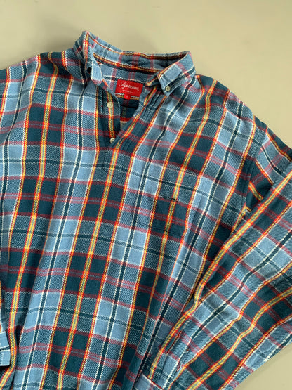 Large Supreme Teal Plaid Button Shirt