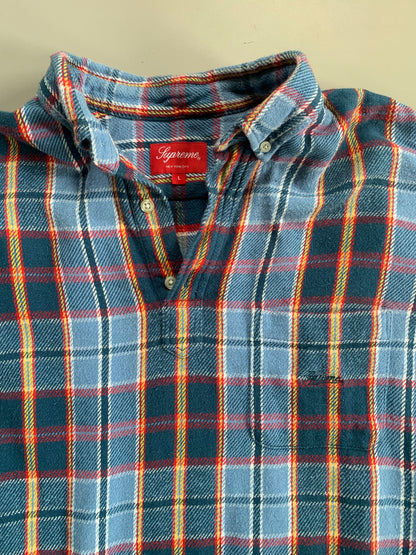 Large Supreme Teal Plaid Button Shirt